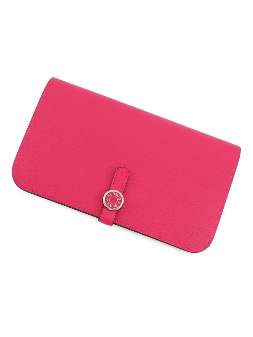 Hermes Wallet Dogon GM Duo Rose Mexico Lacca Silver Togo